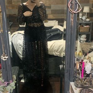 Size small black White Fox sheer sequin dress